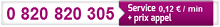 N° indigo : 0 820 820 305